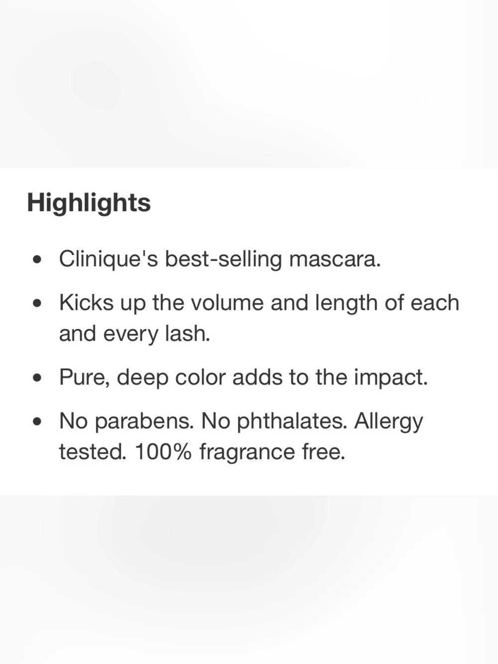 CLINQUE HIGH IMPACT MASCARA COLOR #01 BLACK TRAVEL SIZE
